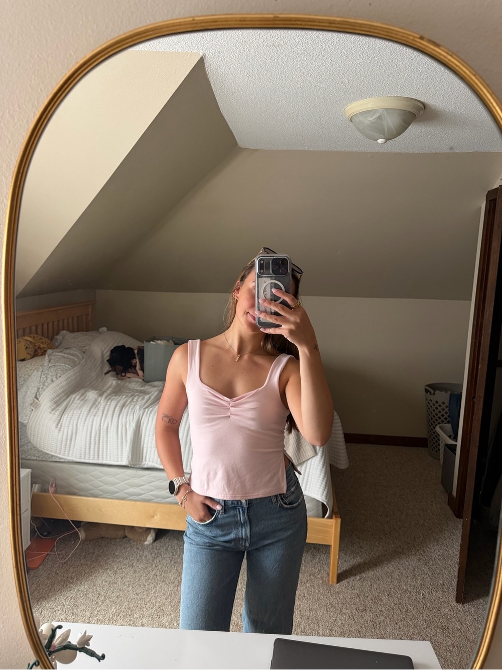 Pink Ruched Tank Top - Women's Casual Crop